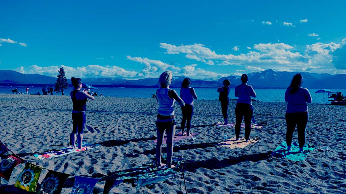 Lake Tahoe Yoga - Beach Yoga class by the lake